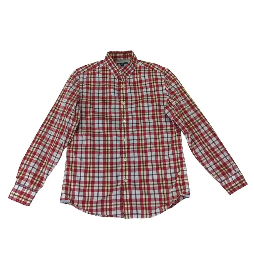 Banana Republic Soft Wash Shirt Red Plaid Button-down Oxford Mens Medium 15-15.5